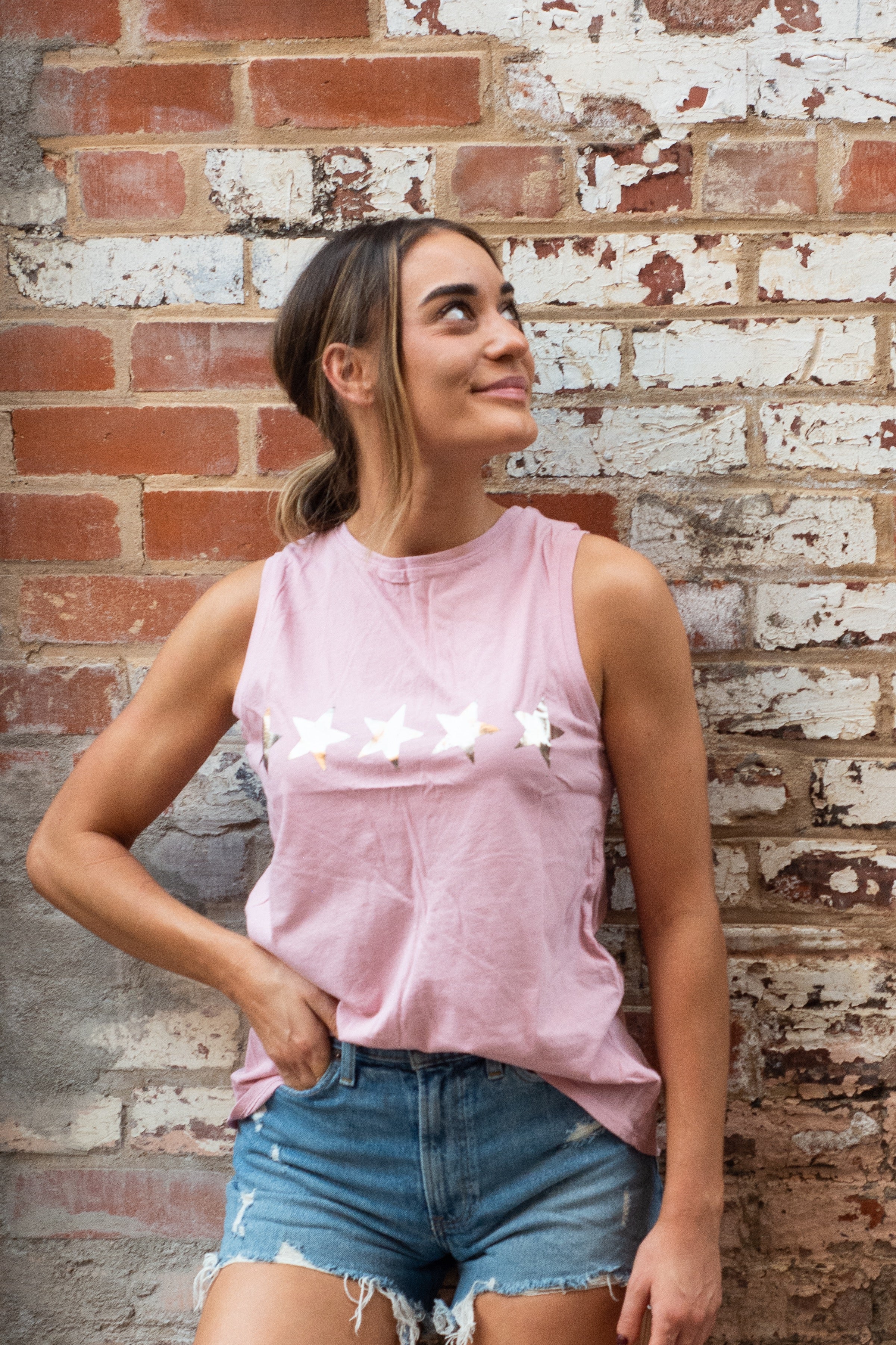Seeing Stars Open Back Tee - Dusty Pink